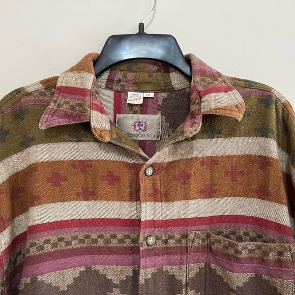 Territory Ahead Southwest Aztec Print Long Sleeve Button-Up Shirt, size ML - Picture 7 of 7